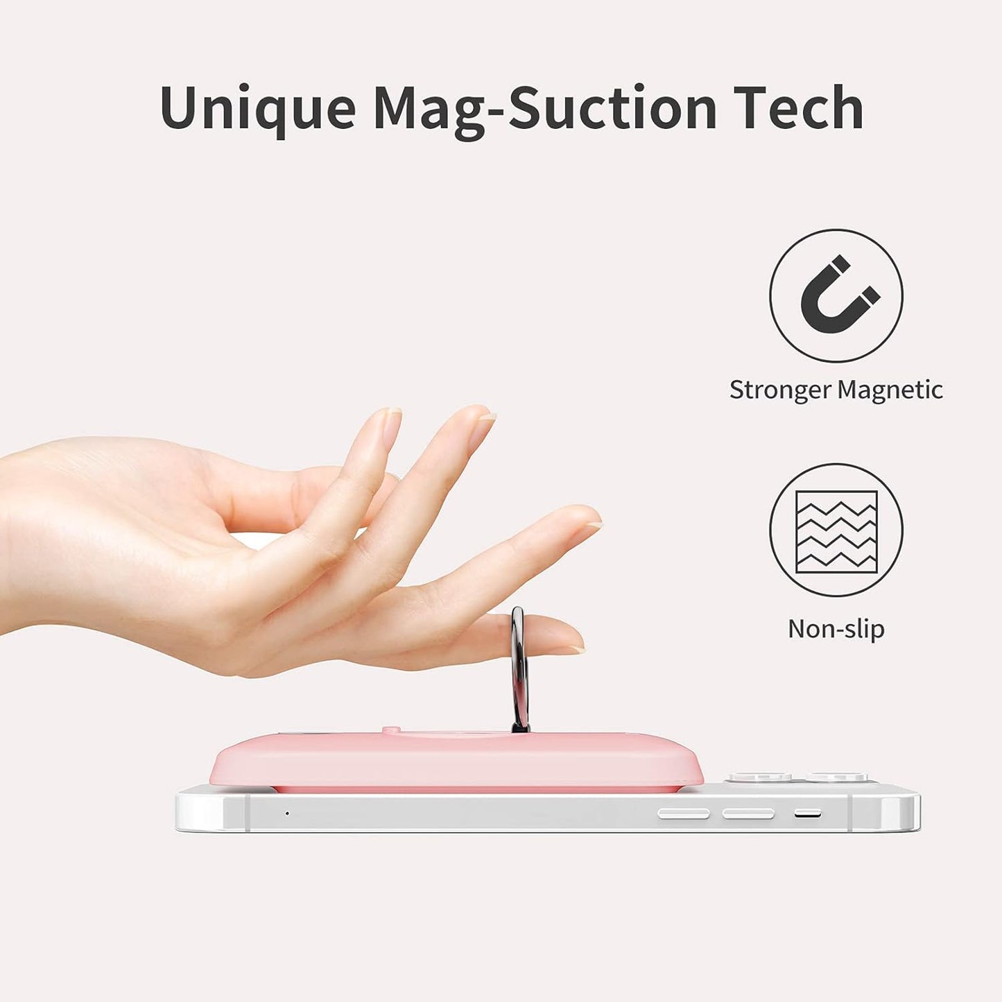 6000Mah Magnetic Power Bank: Wireless Portable Charger with Finger Holder, Stronger Magnet Stick Mag-Safe Battery Pack for Iphone Only Compatible with Iphone 15,15 Pro,15 Pro Max,14,13,12 Series