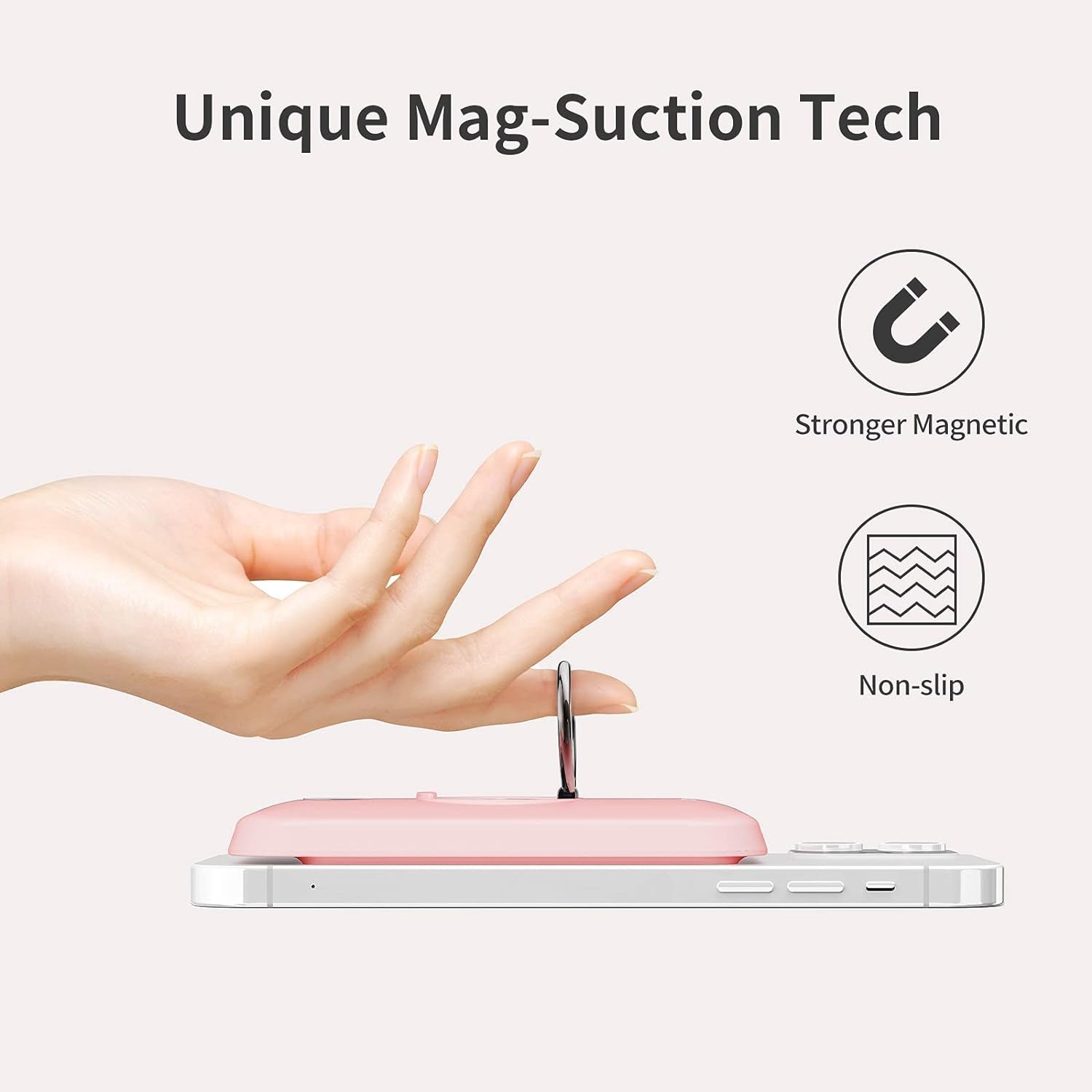 6000Mah Magnetic Power Bank: Wireless Portable Charger with Finger Holder, Stronger Magnet Stick Mag-Safe Battery Pack for Iphone Only Compatible with Iphone 15,15 Pro,15 Pro Max,14,13,12 Series